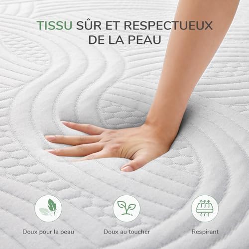 Surmatelas Novilla 90X190CM Mémoire de Forme Gel Épaisseur 5CM Design Antidérapant Sécurité OEKO-TEX